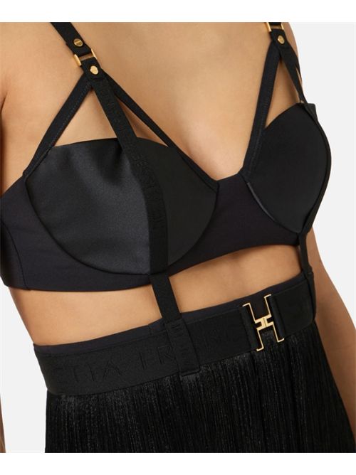 MINI DRESS WITH FRINGES ELISABETTA FRANCHI | AB96662E2110 nero